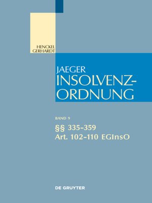 cover image of Jaeger Insolvenz-Ordnung, Band 9